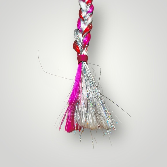 Christmas Themed Pink Silver White Red Braided Hair Extension Party Fun New - Picture 6 of 10